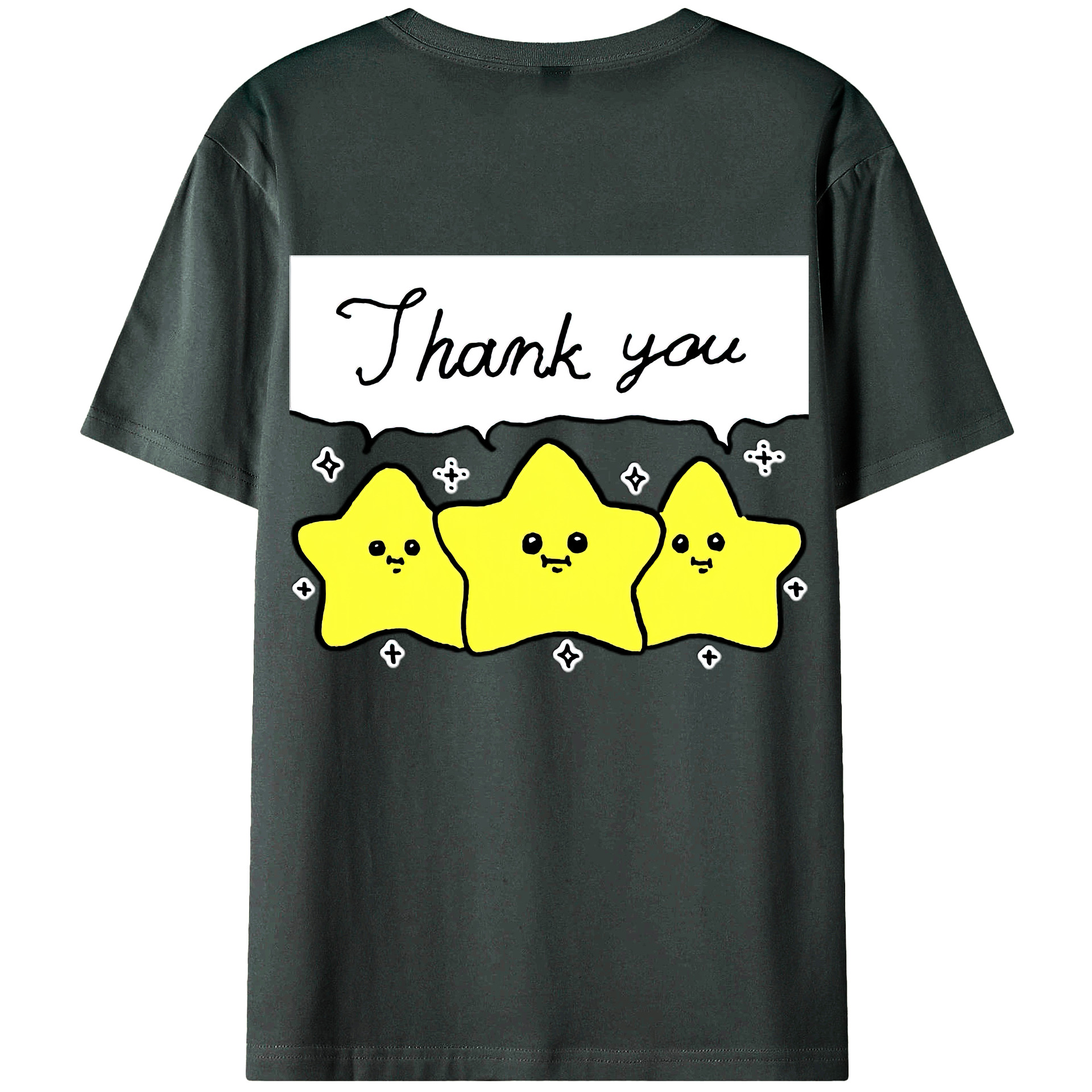 （画像用） ちいかわ 流れ星 Chii-kawa Shooting star 綿100％ メンズ半袖Tシャツ（バックプリント） 通気性